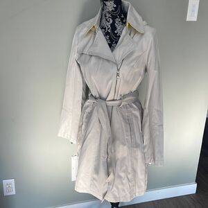 Women's Vince Camuto Belted Asymmetrical Trench Coat, Size Medium - Light Grey
